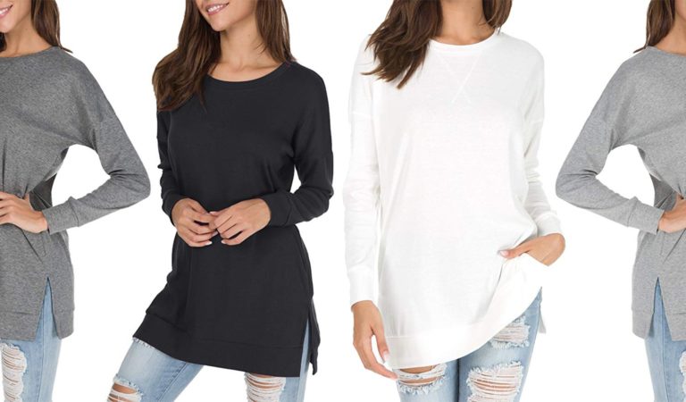 Amazon Top Pick: Fall Long Sleeve Side Split Loose Casual Pullover